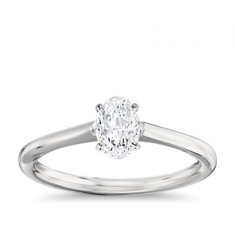 Oval Cut Solitaire Engagement Ring in 14K White Gold